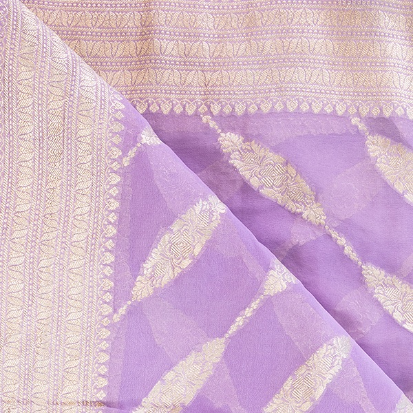 Handwoven Silk Saree Lilac 2 handcrafted blue pottery