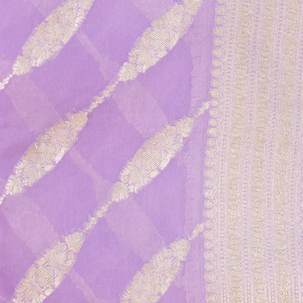 Handwoven Silk Saree Lilac 3 handcrafted blue pottery