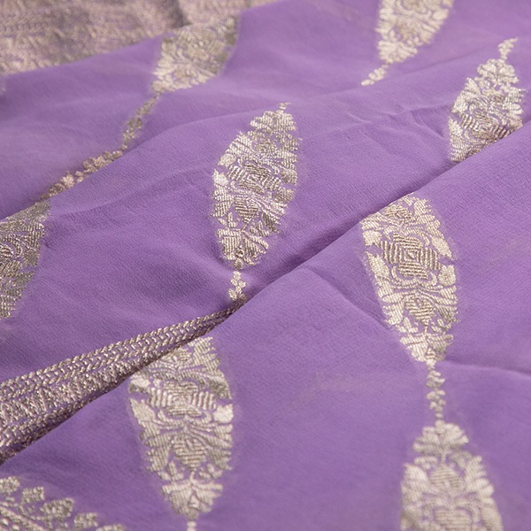 Handwoven Silk Saree Lilac 5 handcrafted blue pottery