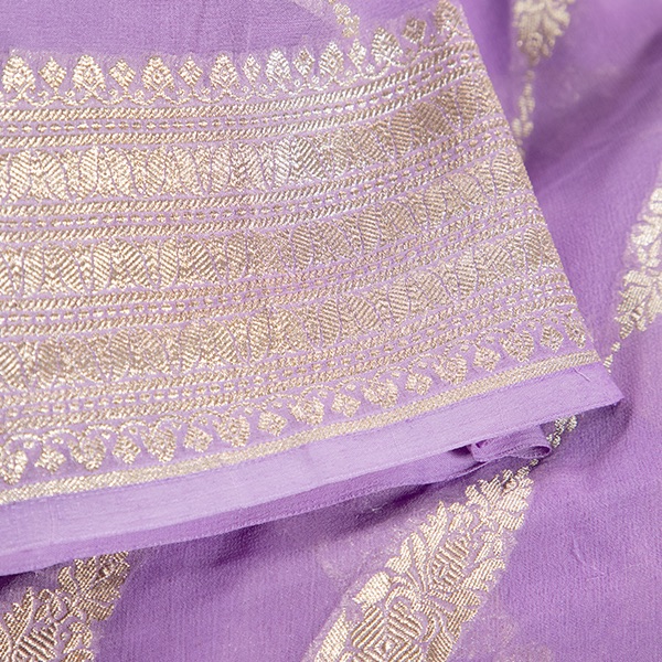 Handwoven Silk Saree Lilac 6 handcrafted blue pottery