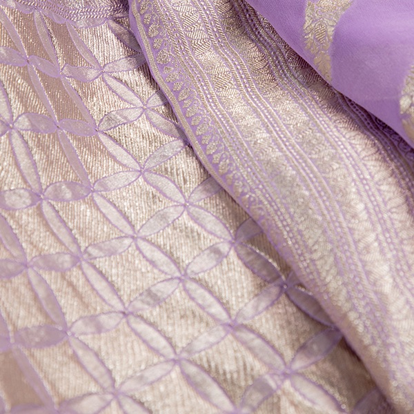 Handwoven Silk Saree Lilac 7 handcrafted blue pottery