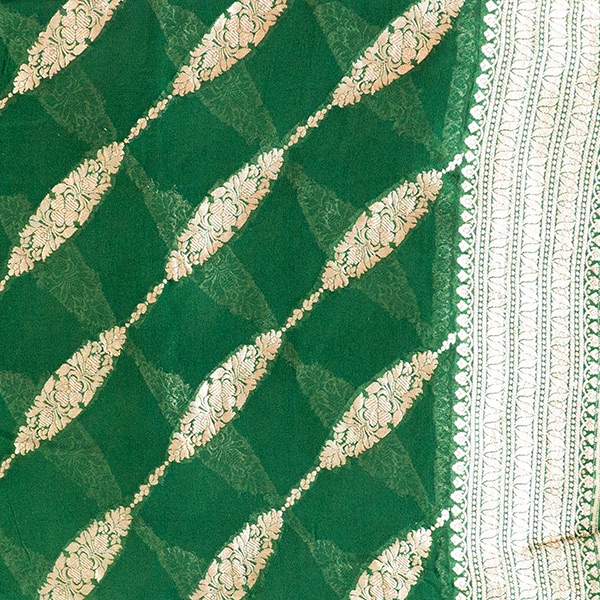 Handwoven Silk Saree Green 3 handcrafted blue pottery