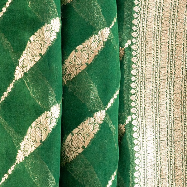 Handwoven Silk Saree Green 5 handcrafted blue pottery