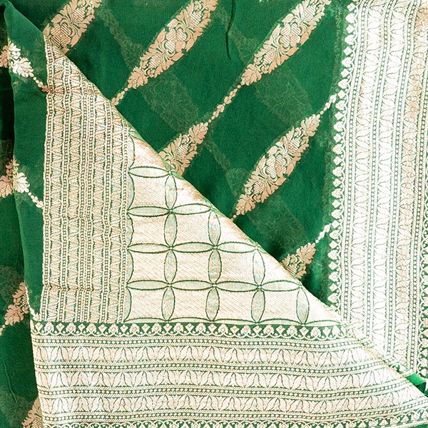 Handwoven Silk Saree Green 6 handcrafted blue pottery