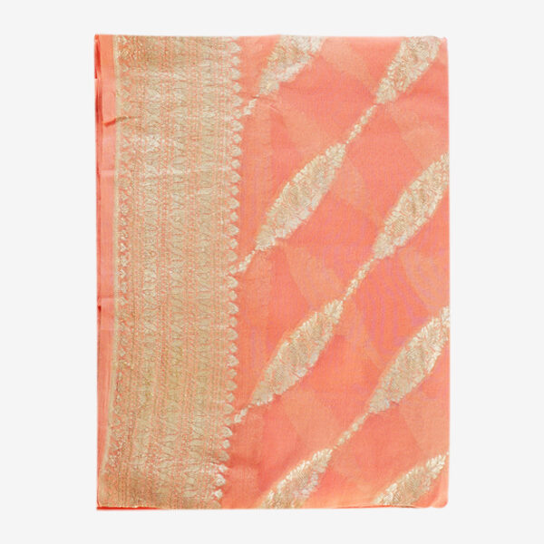Handwoven Silk Saree Peach Pink Lining